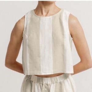 Laude the Label Linen Open Back Tank Size M Summer Beach
Striped lined